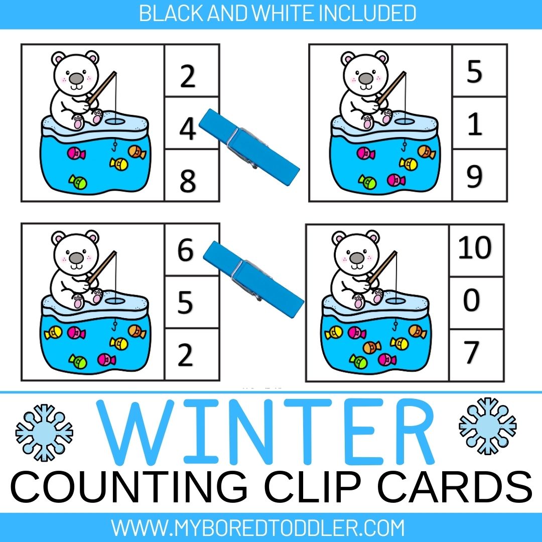 Winter - Polar Bear Counting Clip Cards 0-10