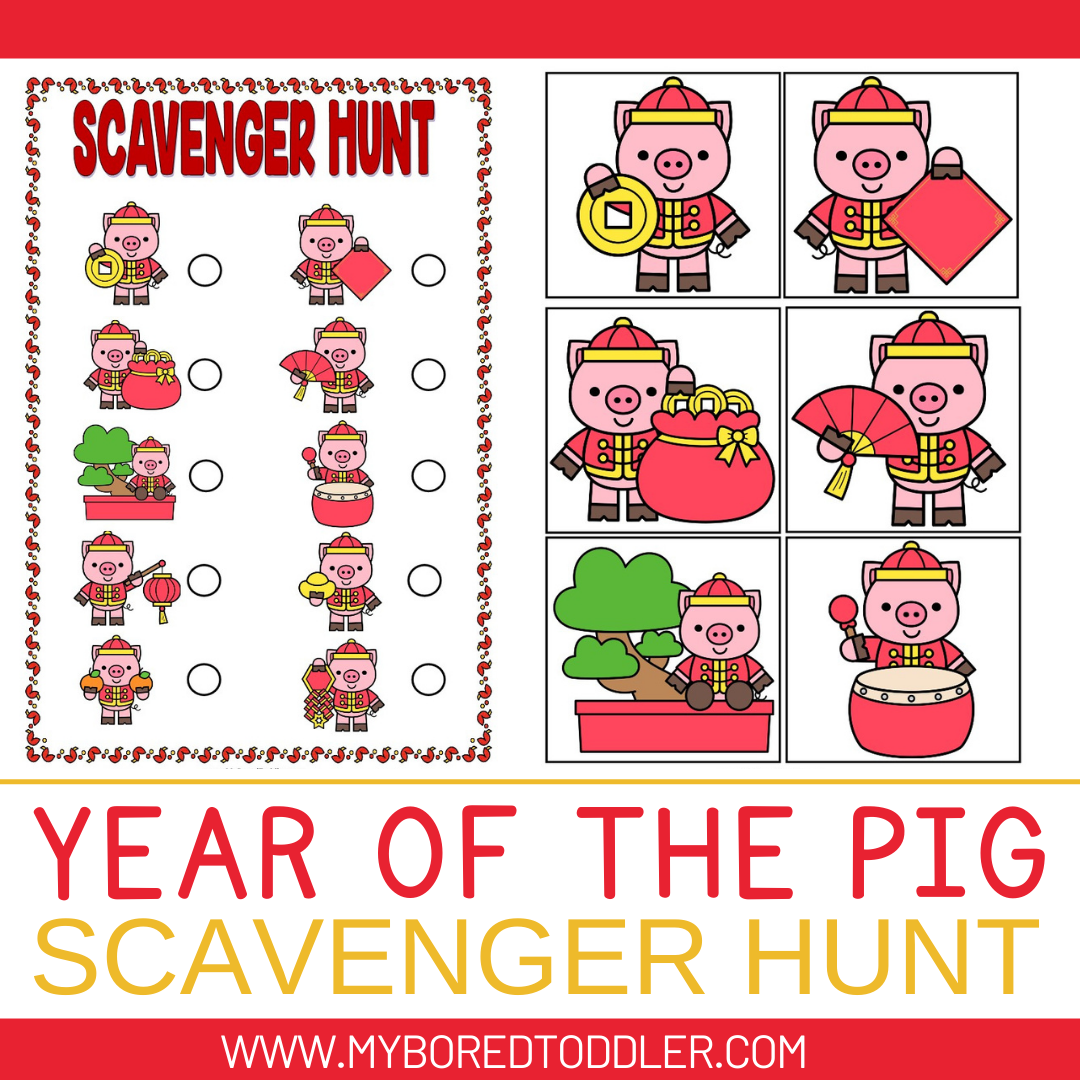 Year of the PIG Chinese New Year / Lunar New Year Scavenger Hunt