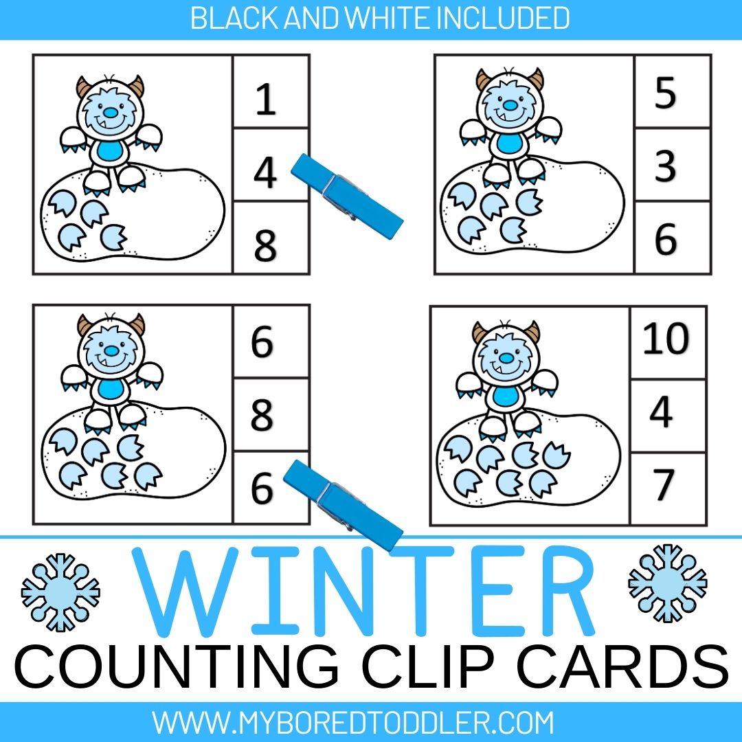 Winter - Yeti Counting Clip Cards 0-10
