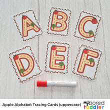 Load image into Gallery viewer, Autumn / Fall Apple Alphabet Tracing Cards (uppercase)