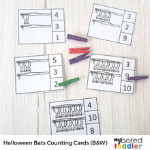 Load image into Gallery viewer, Halloween Bats Counting Clip Cards Color & Black & White