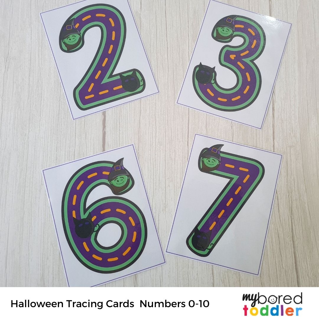 Halloween Tracing Cards Numbers 0 - 10 - large size