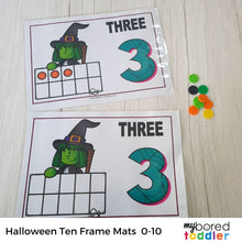 Load image into Gallery viewer, Halloween Ten Frame Counting Mats - Witch themed - 0 - 10 2 Styles Included