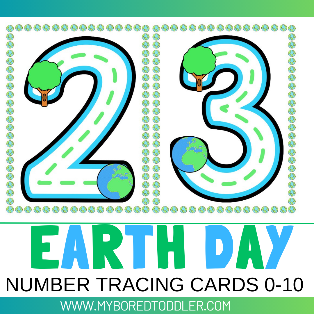 Earth Day Number Tracing Cards 0-10