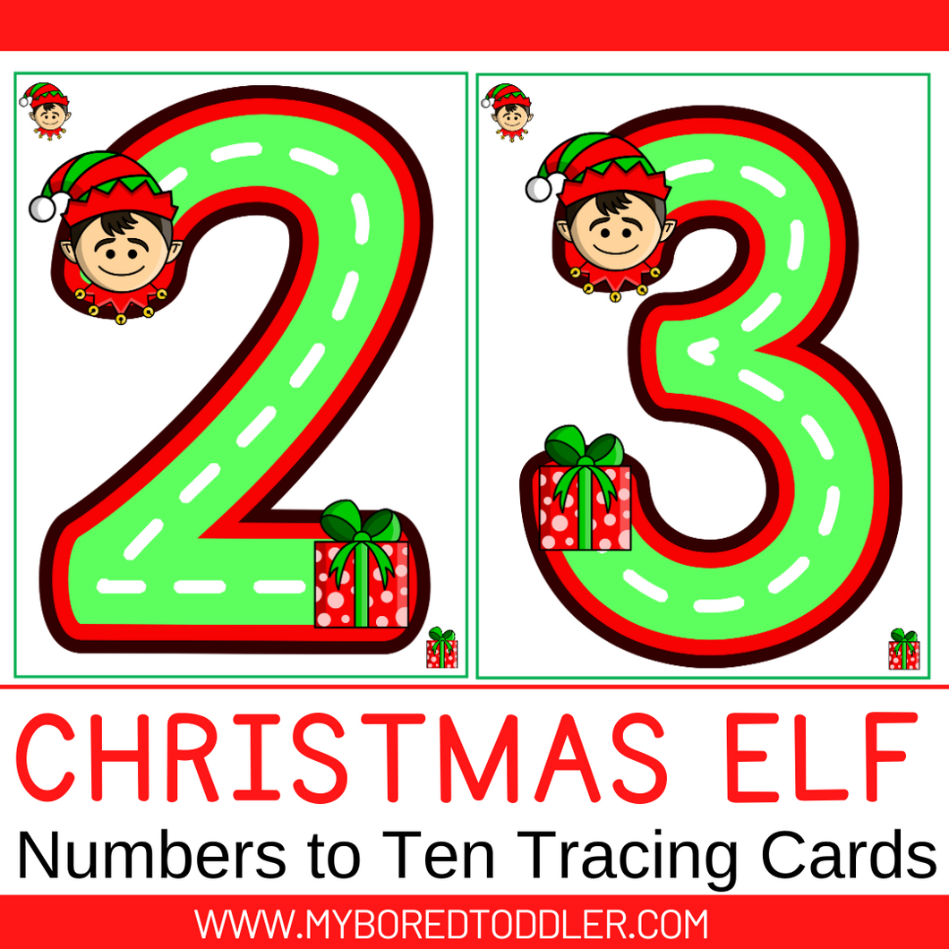 ELF CHRISTMAS - Number Tracing Cards 0-10