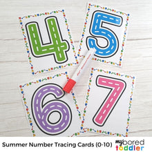 Load image into Gallery viewer, Summer Number Tracing Cards 0-10 Large