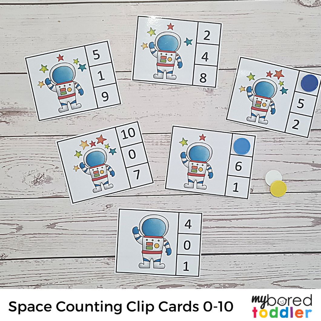 Space Counting Clip Cards 0 - 10 - Astronaut and Stars