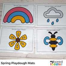 Load image into Gallery viewer, 7 Spring Playdough Mats (Color and Black and White)