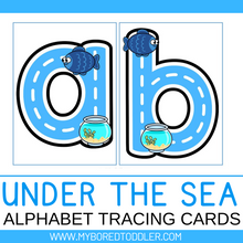 Load image into Gallery viewer, Under the Sea Alpahbet Tracing Cards - Uppercase & Lowercase