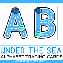 Load image into Gallery viewer, Under the Sea Alpahbet Tracing Cards - Uppercase & Lowercase