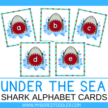 Load image into Gallery viewer, Under the Sea / Ocean Shark Alphabet Flashcards Uppercase &amp; Lowercase
