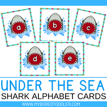 Load image into Gallery viewer, Under the Sea / Ocean Shark Alphabet Flashcards Uppercase & Lowercase
