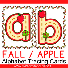 Load image into Gallery viewer, Autumn / Fall Apple Alphabet Tracing Cards (lowercase)