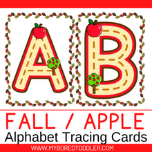 Load image into Gallery viewer, Autumn / Fall Apple Alphabet Tracing Cards (uppercase)