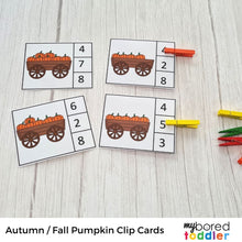 Load image into Gallery viewer, Autumn / Fall Pumpkin Counting Clip Cards 0 - 10 Color & Black & White