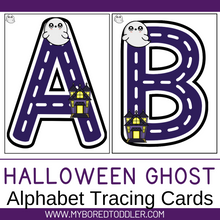 Load image into Gallery viewer, Halloween Ghost Alphabet Tracing Cards - Lowercase & Uppercase