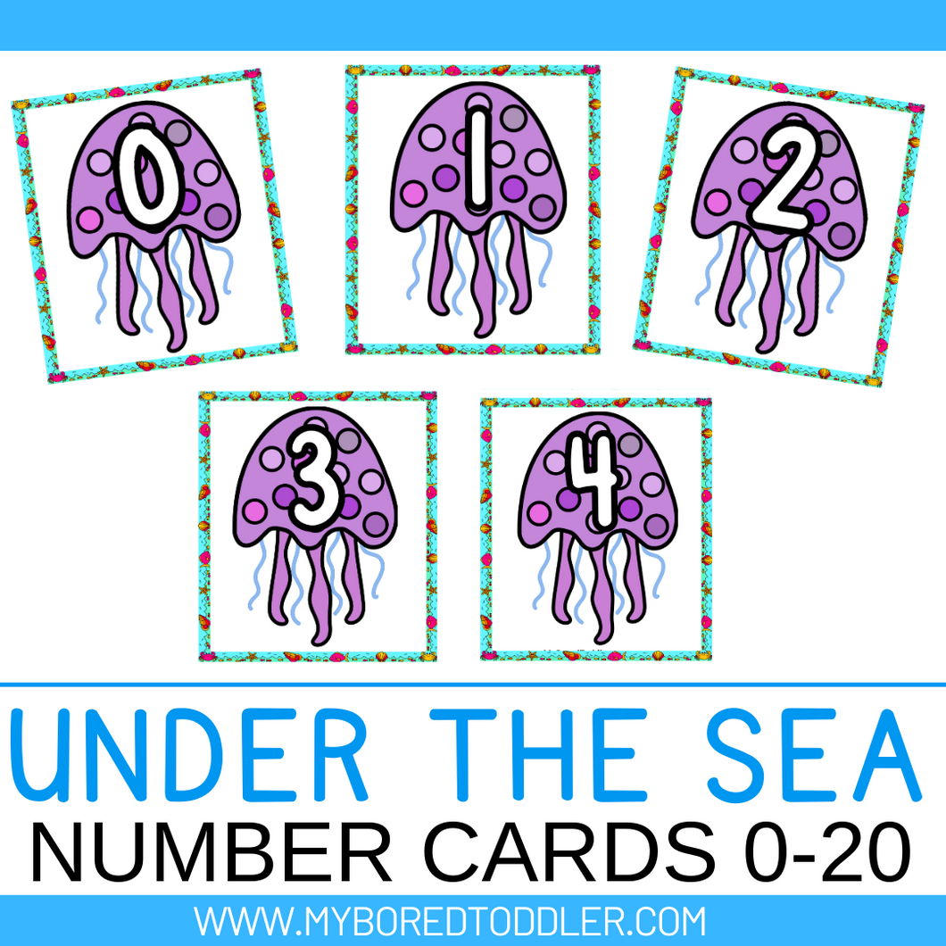 Under the Sea / Ocean Jellyfish Number Flashcards 0-20