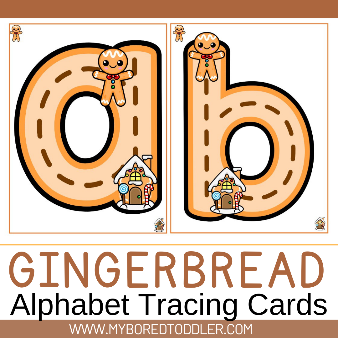 GINGERBREAD - ALPHABET TRACING CARDS Lowercase & Uppercase