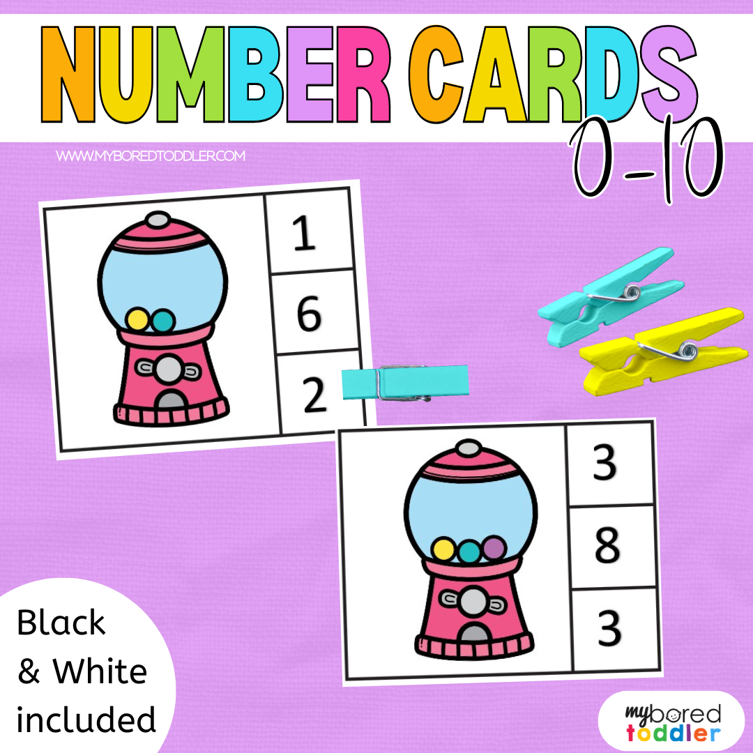 Number Counting Clip Cards 0-10 Gumballs
