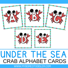 Load image into Gallery viewer, Under the Sea / Ocean Crab Alphabet Flashcards - Uppercase & Lowercase