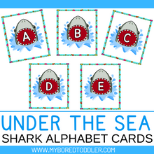 Load image into Gallery viewer, Under the Sea / Ocean Shark Alphabet Flashcards Uppercase &amp; Lowercase
