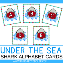 Load image into Gallery viewer, Under the Sea / Ocean Shark Alphabet Flashcards Uppercase & Lowercase