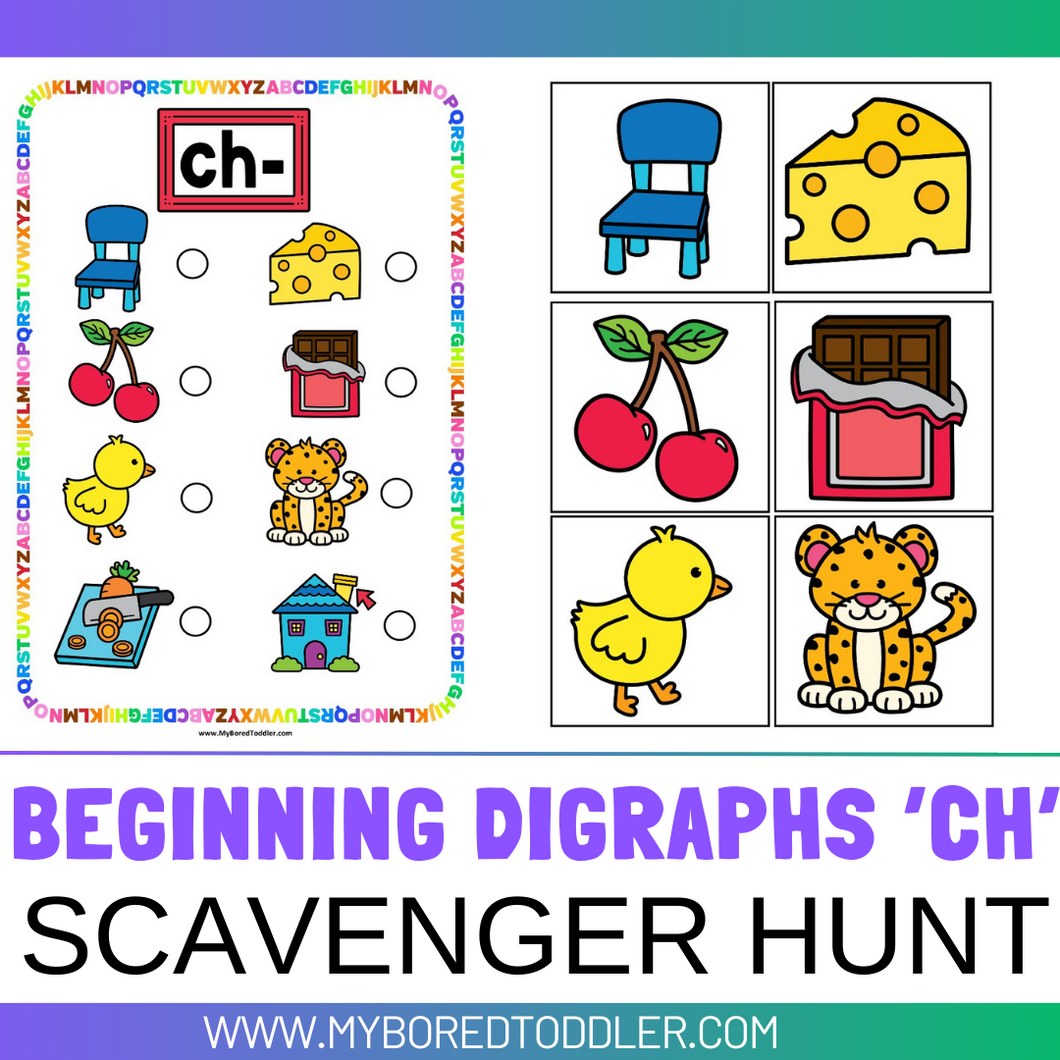 Beginning Diagraphs 'CH' Alphabet Scavenger Hunt / Treasure Hunt