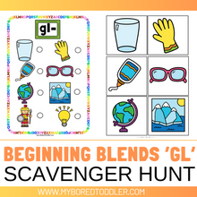 Load image into Gallery viewer, Beginning Blends &#39;GL&#39; Alphabet Scavenger Hunt / Treasure Hunt
