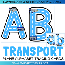 Load image into Gallery viewer, Transport Planes Alphabet Tracing Sheets - Uppercase &amp; Lowercase
