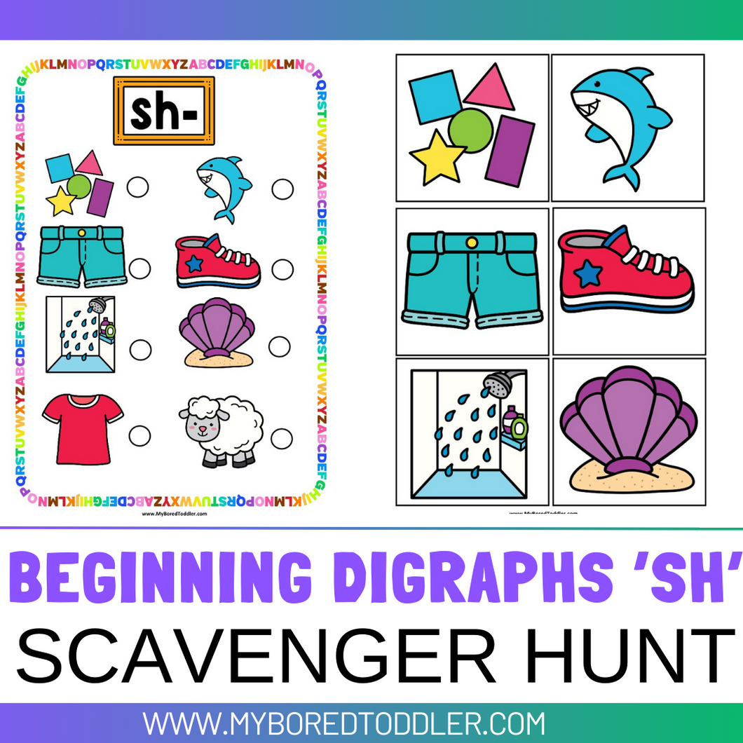 Beginning Digraphs 'SH' Alphabet Scavenger Hunt / Treasure Hunt