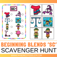 Load image into Gallery viewer, Beginning Blends &#39;SC&#39; Alphabet Scavenger Hunt / Treasure Hunt
