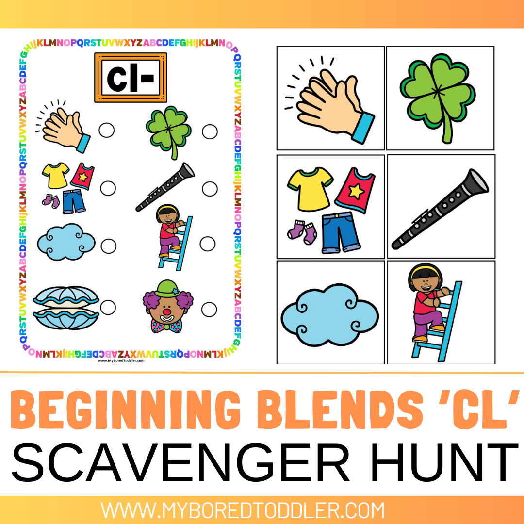 Beginning Blends 'CL' Alphabet Scavenger Hunt / Treasure Hunt