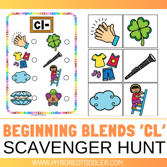 Beginning Blends 'CL' Alphabet Scavenger Hunt / Treasure Hunt