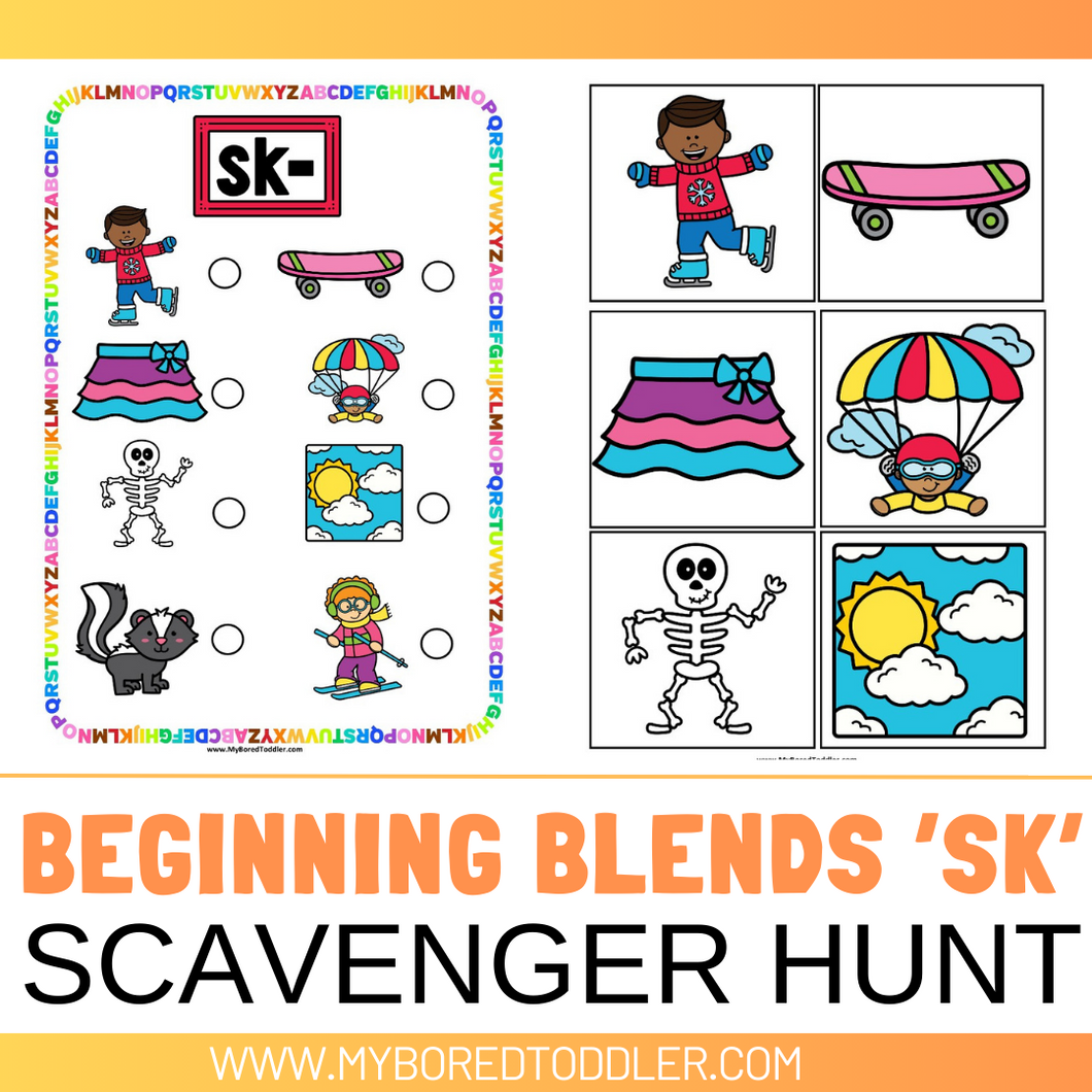 Beginning Blends 'SK' Alphabet Scavenger Hunt / Treasure Hunt