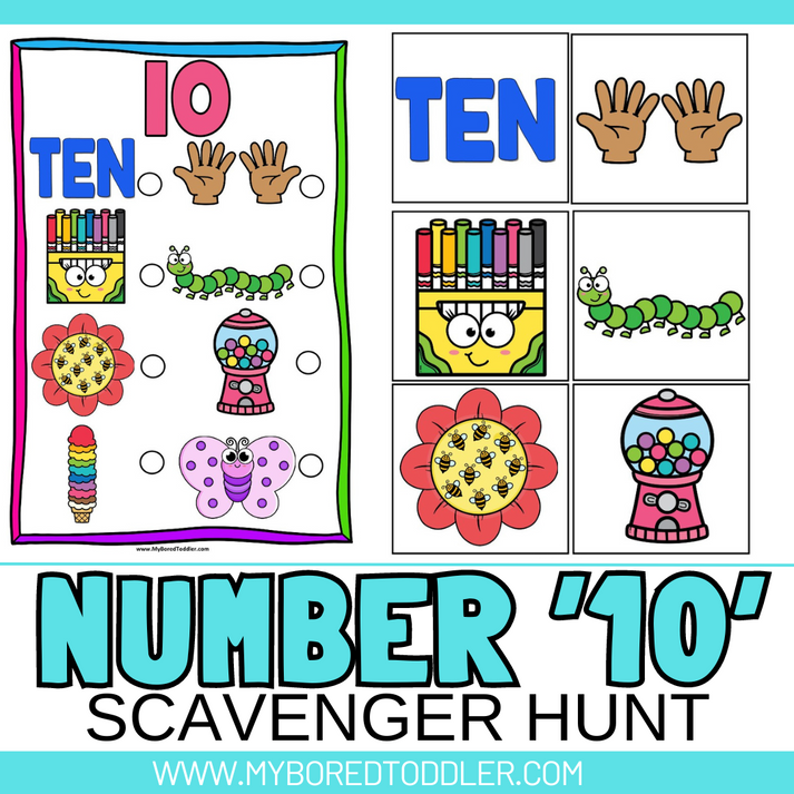 Number TEN 10 Scavenger Hunt / Treasure Hunt – My Bored Toddler