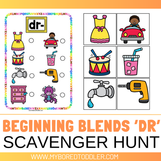 Beginning Blends 'DR' Alphabet Scavenger Hunt / Treasure Hunt