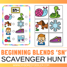 Load image into Gallery viewer, Beginning Blends &#39;SN&#39; Alphabet Scavenger Hunt / Treasure Hunt
