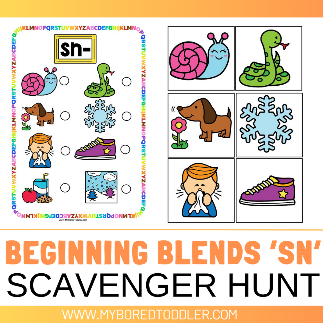 Beginning Blends 'SN' Alphabet Scavenger Hunt / Treasure Hunt