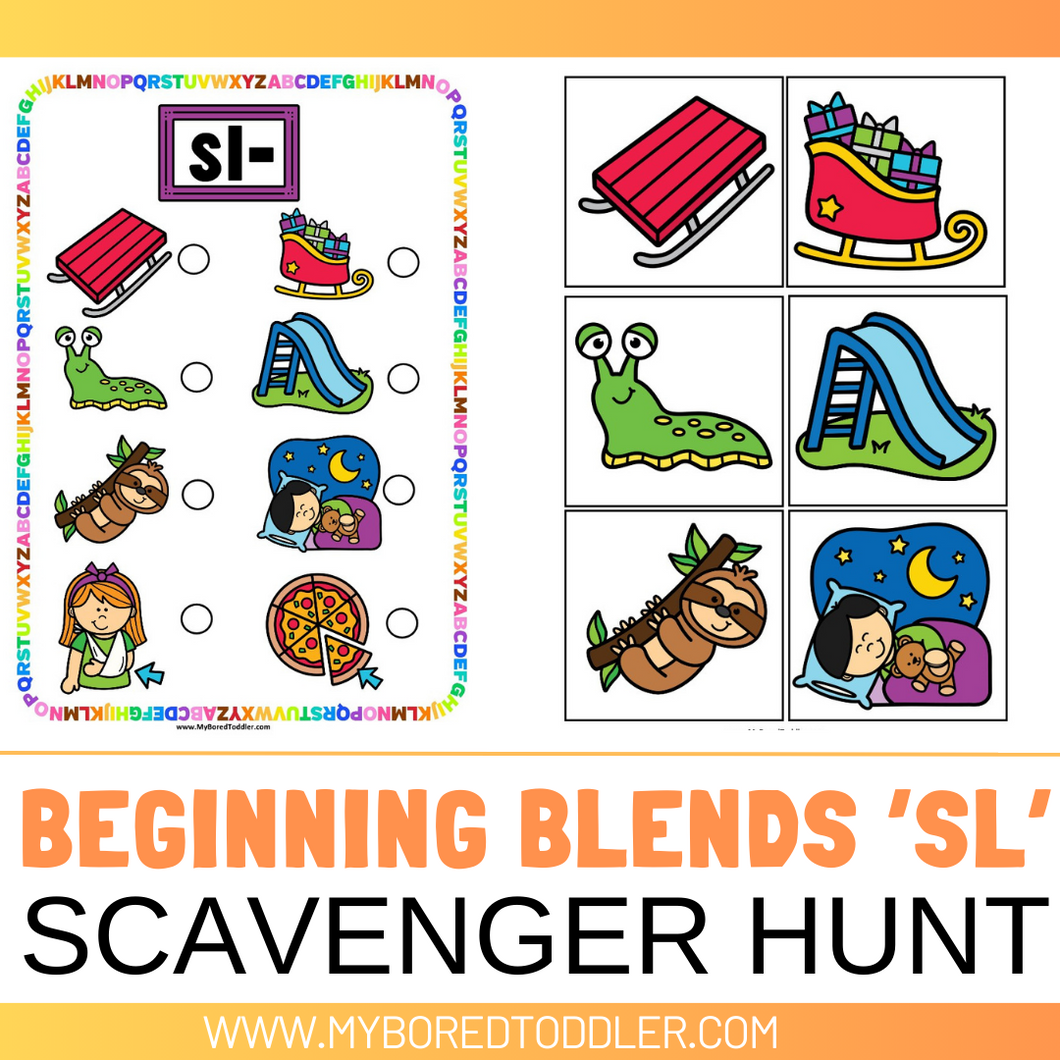 Beginning Blends 'SL' Alphabet Scavenger Hunt / Treasure Hunt