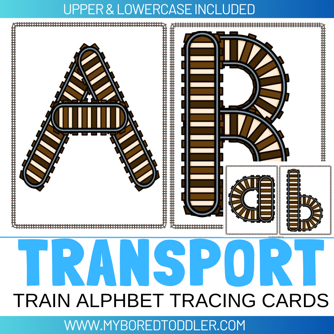 Transport Train Track Alphabet Tracing Sheets - Uppercase & Lowercase ...