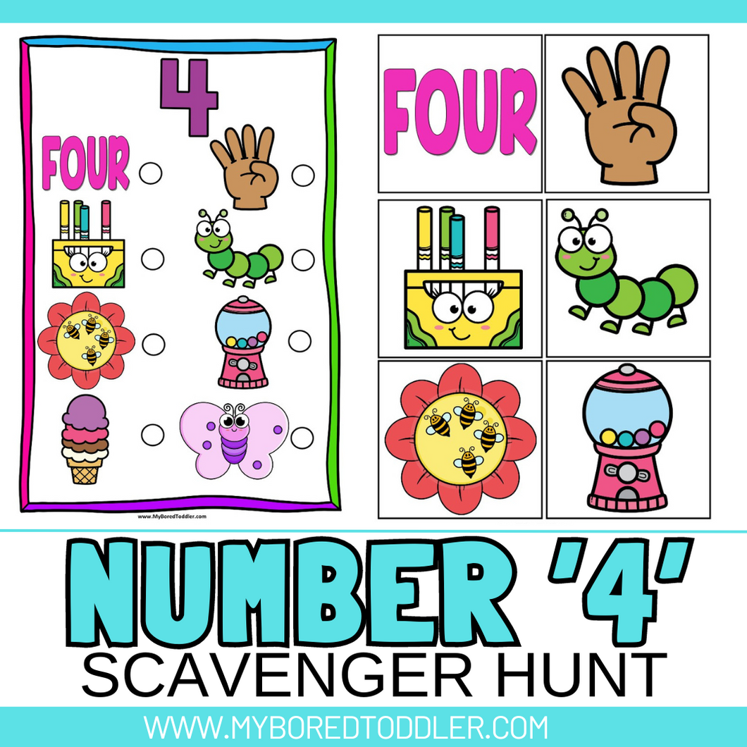 Number FOUR 4 Scavenger Hunt / Treasure Hunt