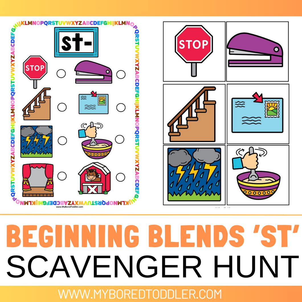 Beginning Blends 'ST' Alphabet Scavenger Hunt / Treasure Hunt