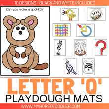 Load image into Gallery viewer, LETTER OF THE WEEK &#39;Q&#39; Playdough Mats / Playdoh Mats
