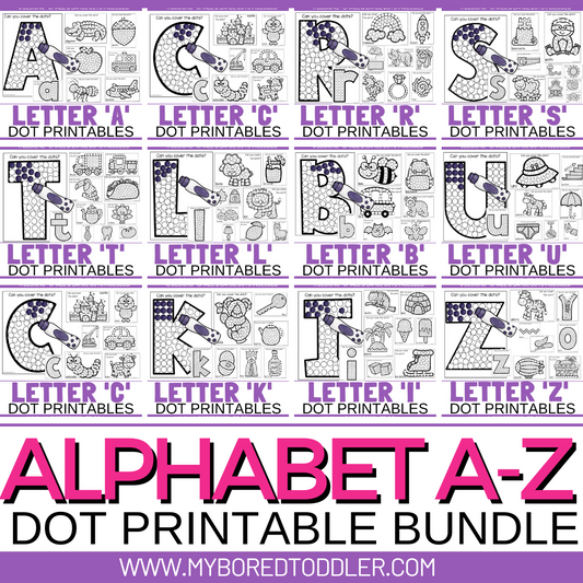 ALPHABET A to Z Dot Printable Bundle - 26 Letters Included
