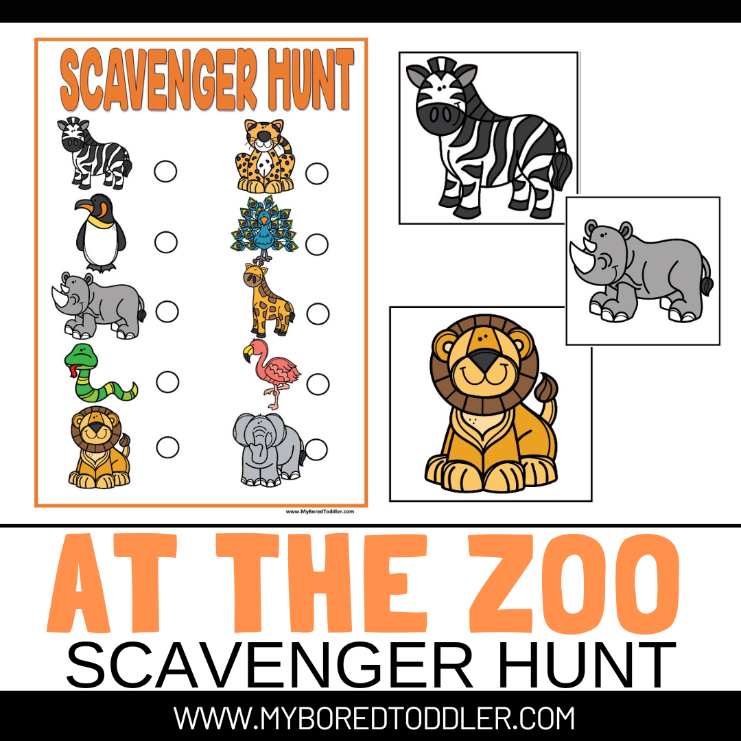 ZOO animals scavenger hunt – My Bored Toddler