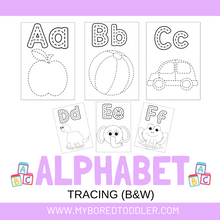 Load image into Gallery viewer, Alphabet Tracing Cards Uppercase Black &amp; White
