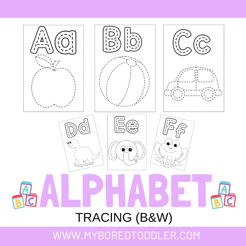 Alphabet Tracing Cards Uppercase Black & White