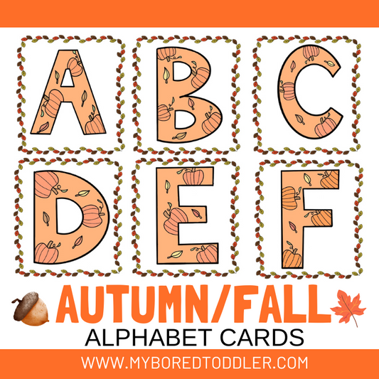 Autumn / Fall Alphabet Flashcards - Uppercase & Lowercase