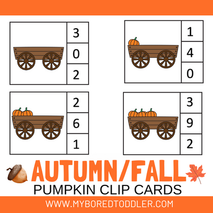 Autumn / Fall Leaf Counting Clip Cards 0 - 10 Color & Black & White