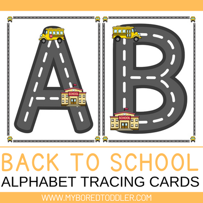 Back to School Alphabet Tracing Cards - Uppercase & Lowercase